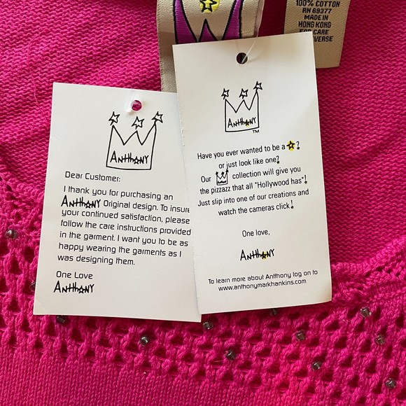 ANTTHONY MARK HANKINS ORIGINAL New 100% Cotton Crochet Fuchsia Sweater, 3X - Picture 6 of 14
